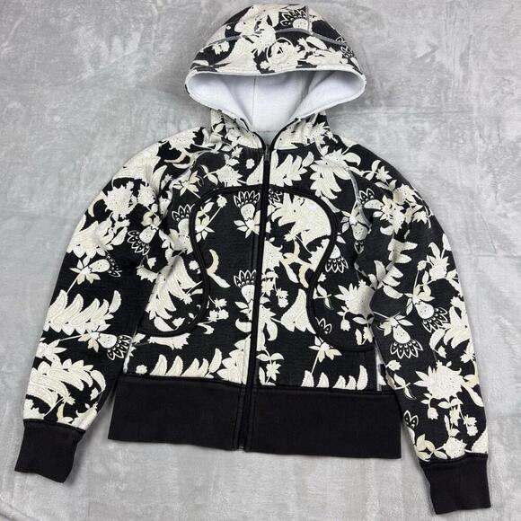 lululemon athletica Tops - Lululemon Scuba Limited Edition Full Zip Hoodie Jacket Sz S Floral White Black
